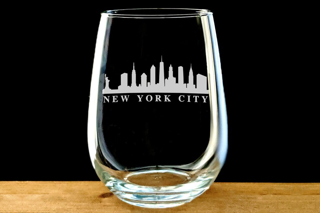 New York City Skyline Stemless Wine Glass NYC Gift Etsy