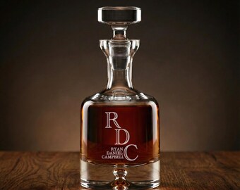 Monogrammed Crystal Whiskey Decanter set