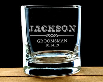 Personalized Groomsmen Rocks Glasses / Premium Engraving / Custom Etched Whiskey Glasses / Groomsman Gift Ideas