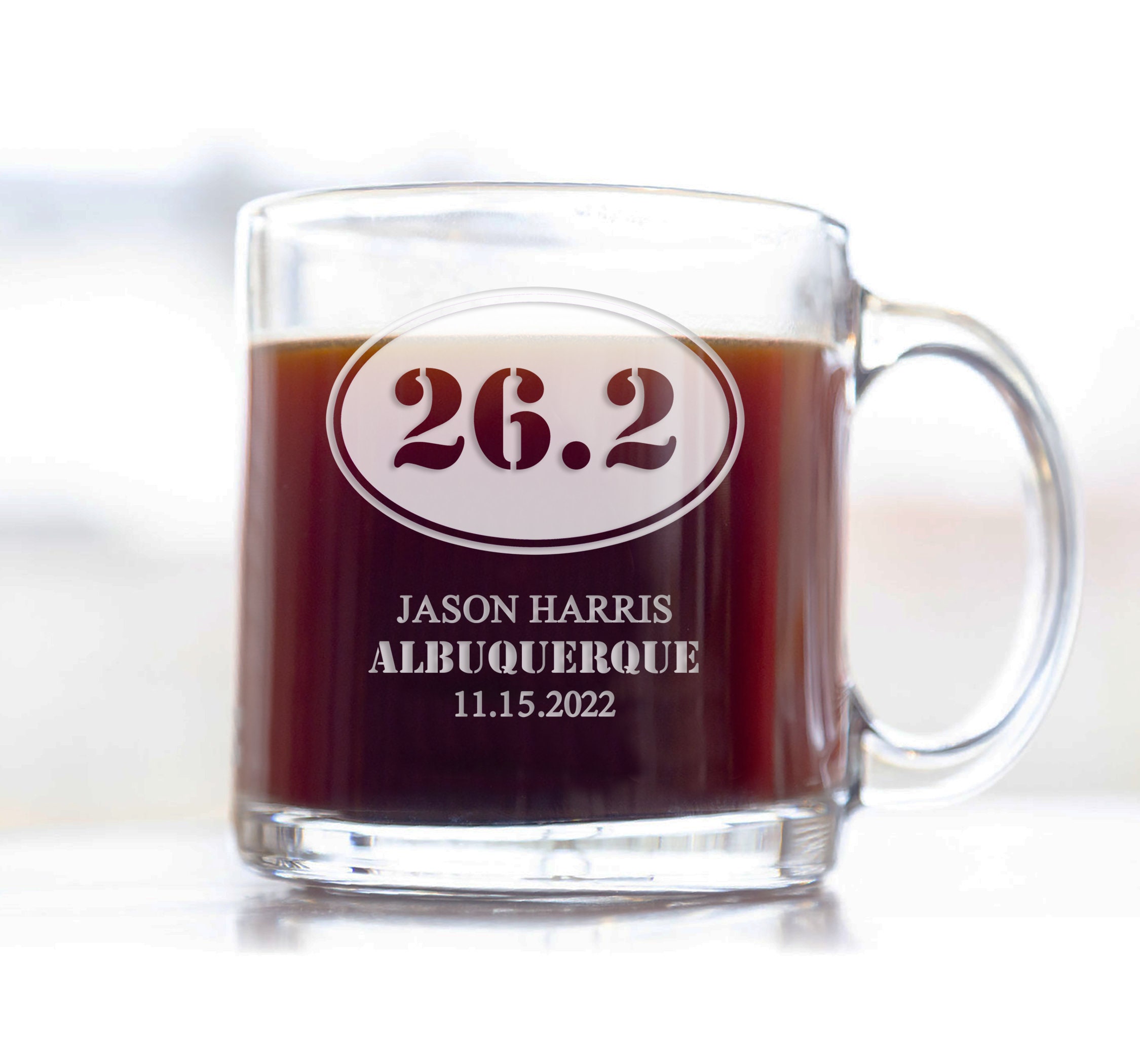 26.2 Marathon Gift / Etched Glassware / Gifts for Runners / Marathon Race Gift