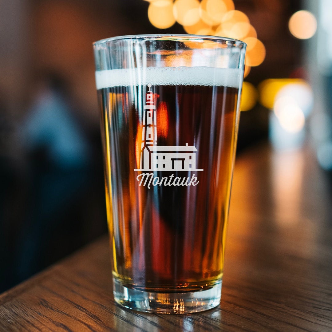 Montauk Beer Glass Montauk Long Island Gift Engraved Pint Etsy