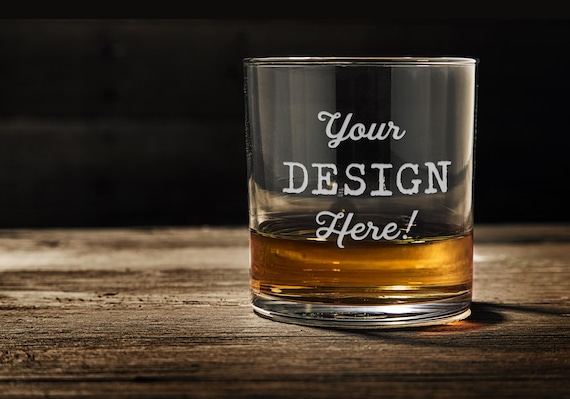 Custom Engraved Whiskey Glass: Your Logo or Design Bourbon Scotch Gift