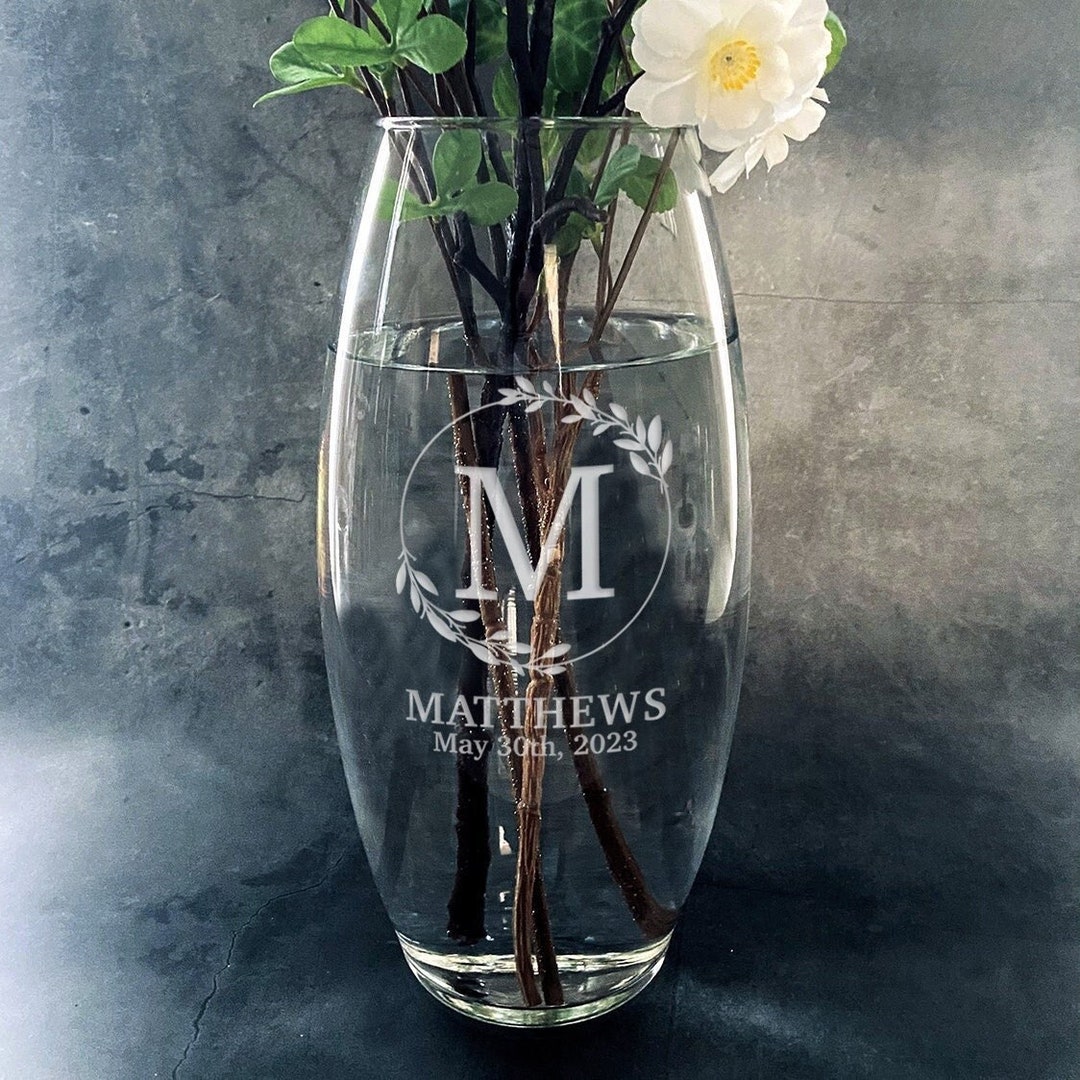 Wedding Vase Personalized Custom Engraved 10, 7.5 or 4 Vase Anniversary