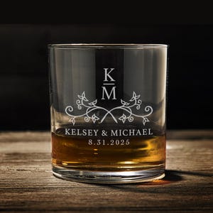 Custom Wedding Gift, Personalized Whiskey Glass, * Engraved * Engagement Gift, Wedding Glass, Wedding Favors