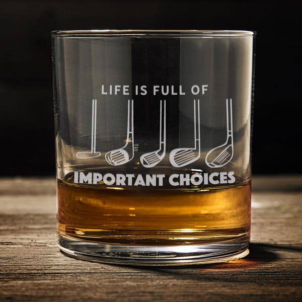 Golf Whiskey Glass - *Engraved*  Funny Gift for Golfer