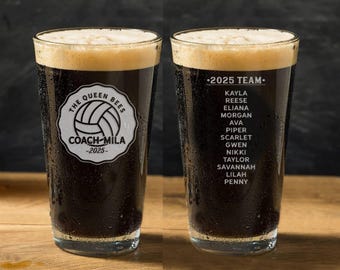 Volleyball coach gift - Engraved pint glass