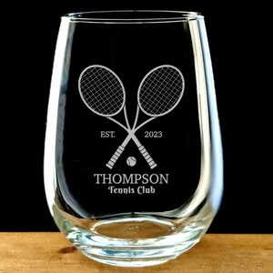 Tennis Stemless Wine Glass - Personalized custom engraved gift