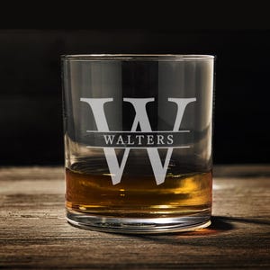 Personalized Whiskey Glass - Monogram Rocks Glass - Groomsmen or Fathers Day Gift