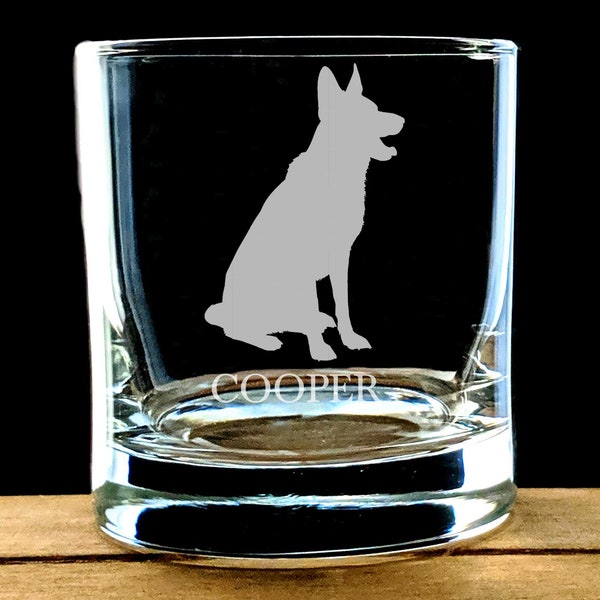 German Shepherd Whiskey Glass, Etched Rocks Glass, Sandblasted Bourbon, Dog Lovers, Dog Whiskey Glass, Father's Day Gift, Dog Lover Gift