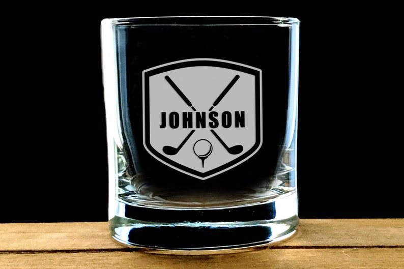 Golf Whiskey Glass Etched Rocks Glass Golfer Gift Etsy