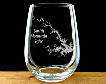 Smith Mountain Lake Wine Glass - Engraved Lake Gift - Virginia Gift