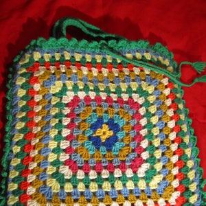 Hippy Handbag --1960/70s Psychedelic Purse, Beach Bag, Tote --Handmade, Lined, Heavy Yarn Beauty
