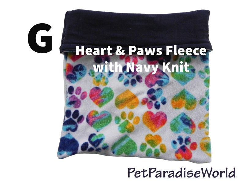 Large Pet Snuggle Sack / 16x12 / Cuddle Sack / Sleeping Bag / Cuddle Bag/ Hedgehog Snuggle Sack / Guinea Pig Snuggle Sack / Bonding Bag G-Hearts & Paws