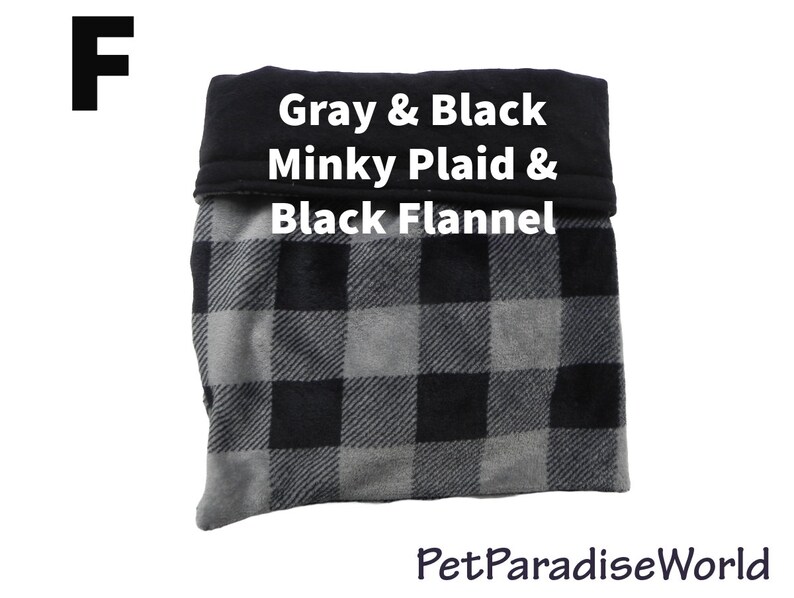 Large Pet Snuggle Sack / 16x12 / Cuddle Sack / Sleeping Bag / Cuddle Bag/ Hedgehog Snuggle Sack / Guinea Pig Snuggle Sack / Bonding Bag F-Gray & Black Plaid