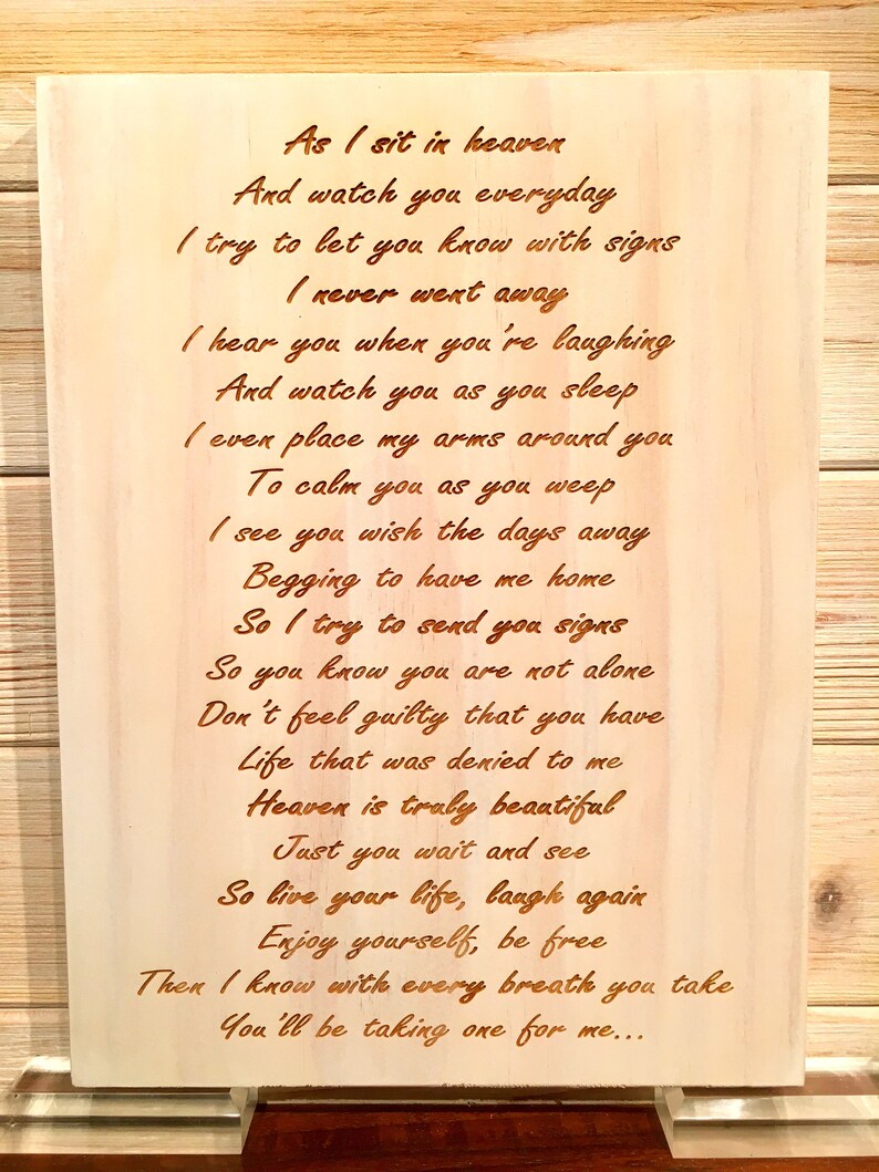 as-i-sit-in-heaven-inspirational-poem-wall-plaque-laser-etsy