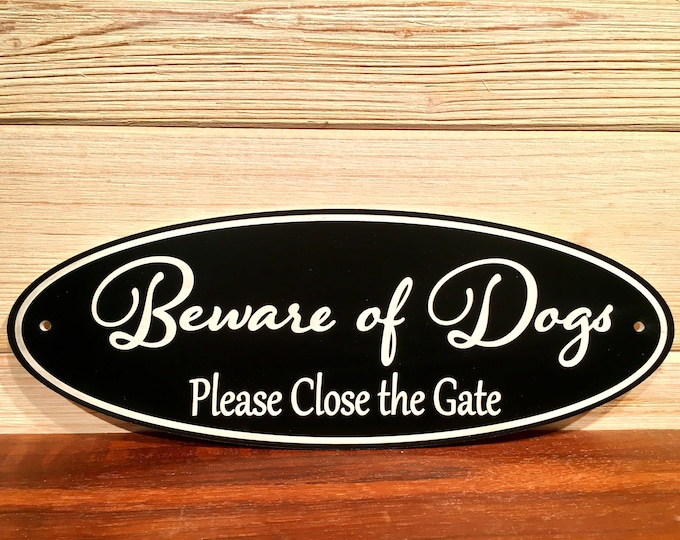 Lot De 2 Panneaux « Beware Of Dogs » (24 X 8,9 Cm, 2 Pièces, Close The