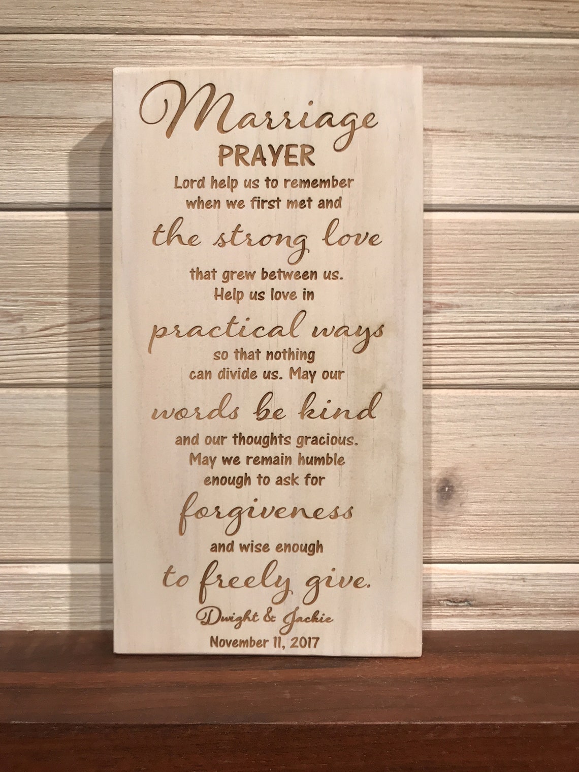 Marriage Prayer Wall Plaque Laser Engraved Personalized Custom Etsy