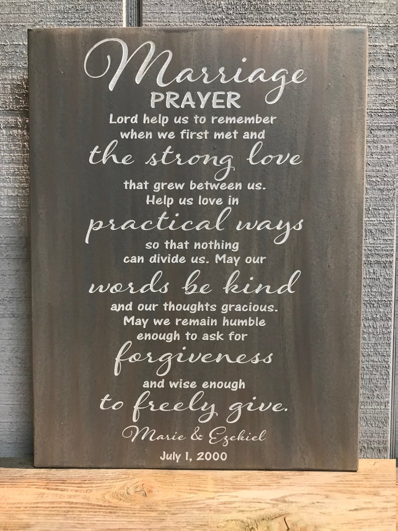 Marriage Prayer Wall Plaque Laser Engraved Personalized Custom | Etsy
