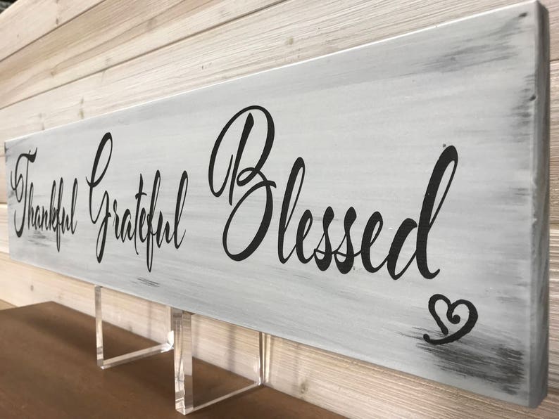 Thankful Grateful Blessed Wall Plaque Laser Engraved Etsy