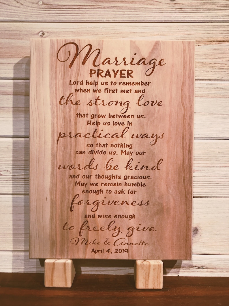 Marriage Prayer Wall Plaque Laser Engraved Personalized Custom Etsy