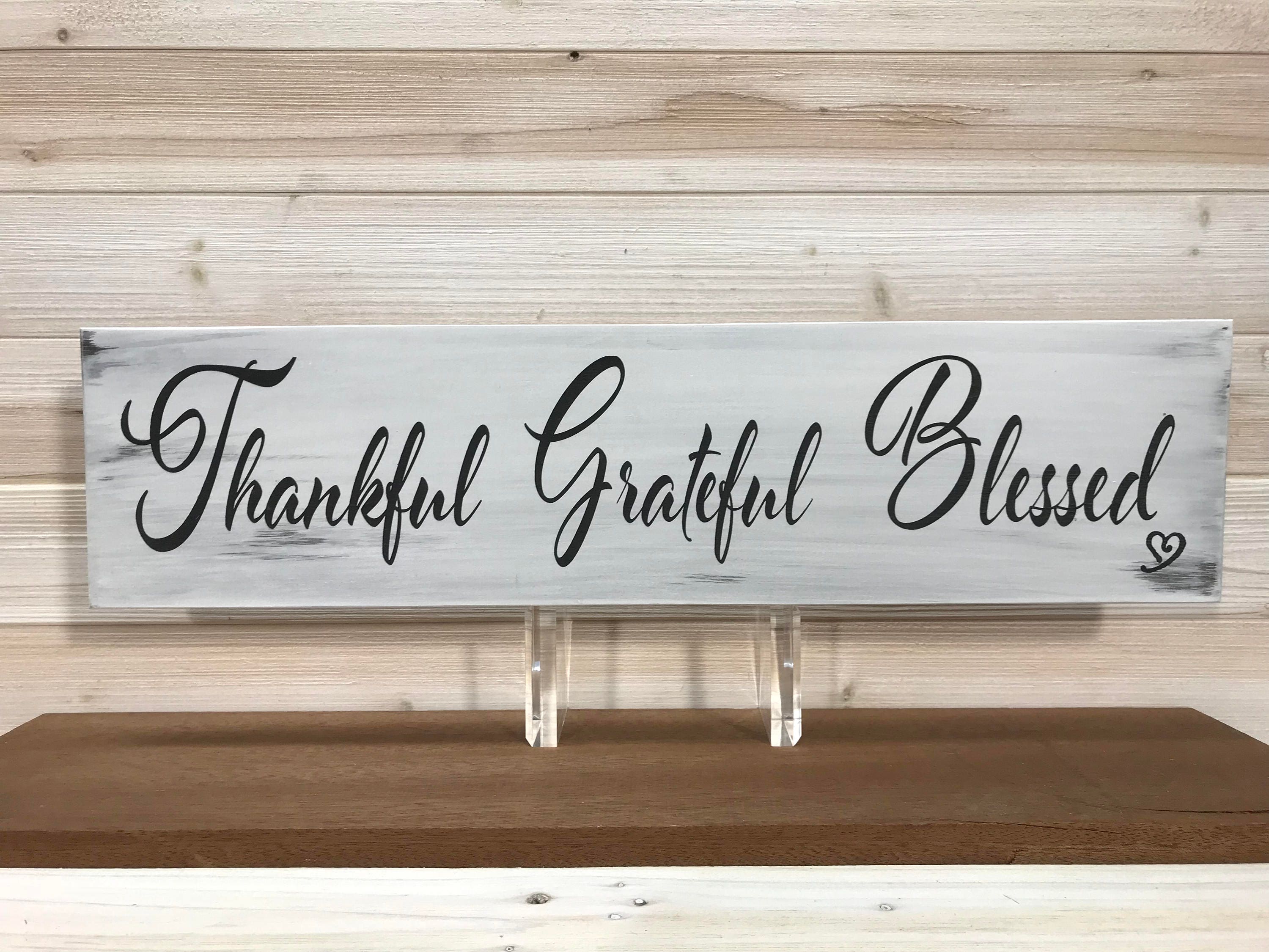 Thankful Grateful Blessed Wall Plaque Laser Engraved Etsy