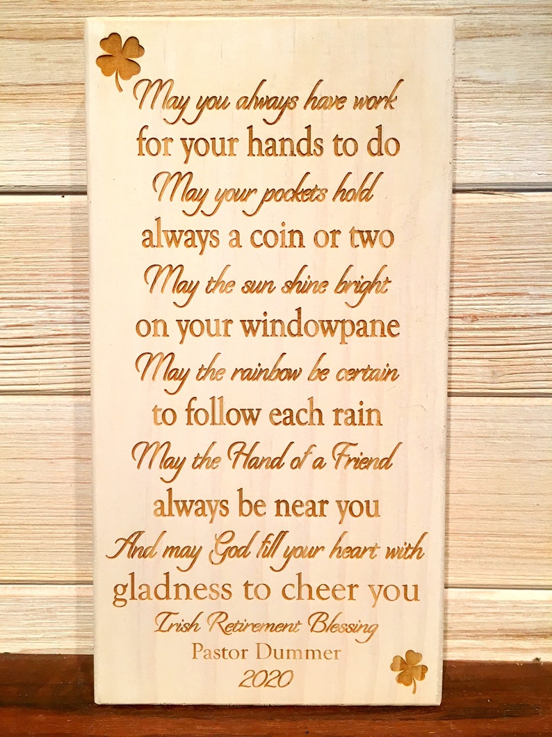 irish retirement blessing inspirational wall plaque laser etsy