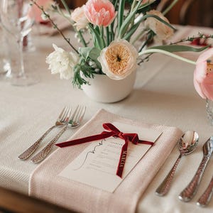 Velvet Ribbon Bow Place Cards: Wedding Party Favors