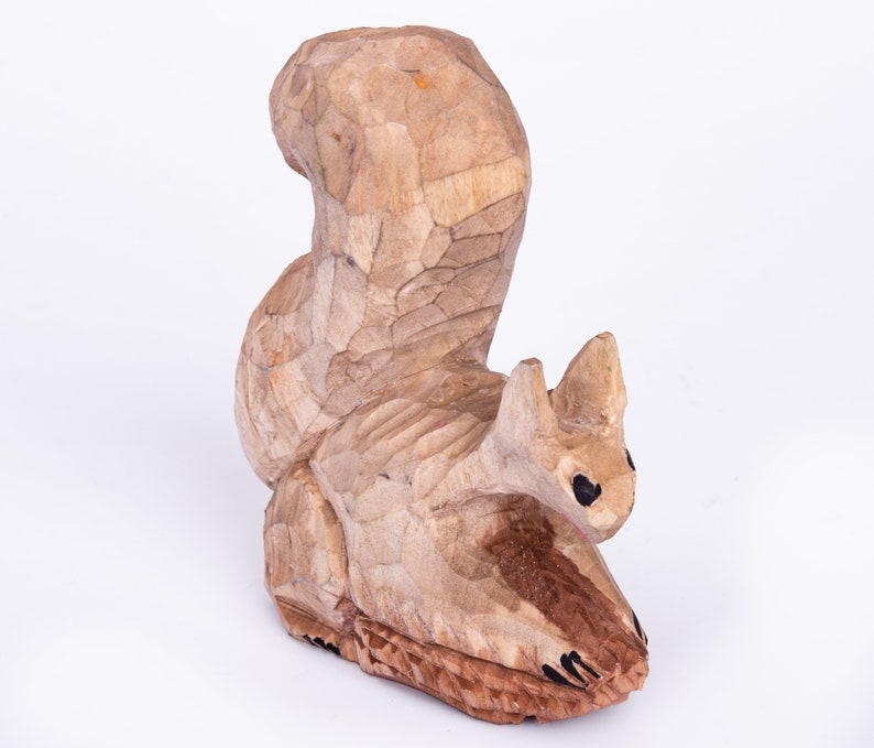 5 Wood Squirrel figurine Carved Squirrel hand carved Etsy