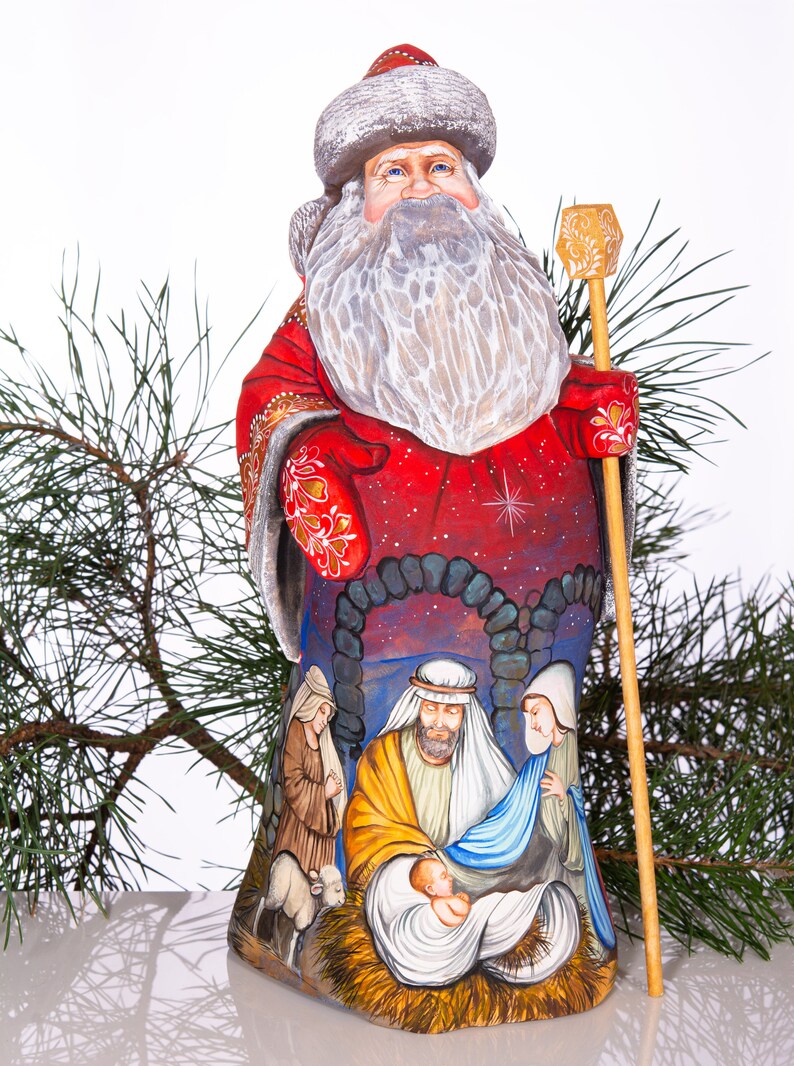 Download Vintage Nativity Set Christmas Decorations Hand Carved Santa Claus Figurine 13 Nativity Scene Figurines Art Collectibles Vadel Com