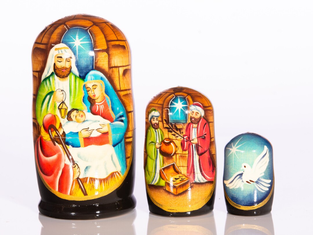 Nativity Scene Nesting Dolls 4, Nativity Set Handmade Christmas Home