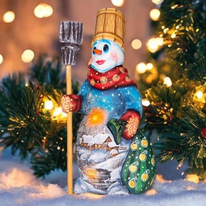 Christmas home decor vintage wooden snowman figurine 8&quot;, Handmade Christmas Gift Ideas