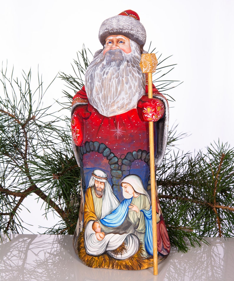Download Hand Carved Santa Claus Figurine 13 Christmas Decorations Nativity Scene Vintage Nativity Set Art Collectibles Sculpture Hichkirestaurant Com
