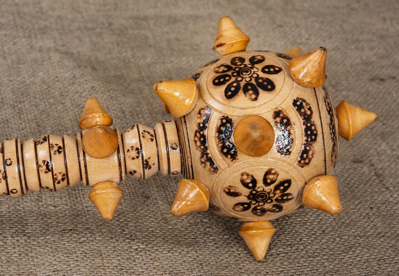 viking armor skyrim cosplay Ukrainian art Mace hand carved wood Ukrainian gifts