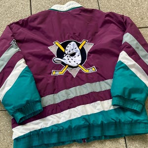 90s Mighty DUCKS Jacket by Apex One / Mighty Ducks by Disney / NHL Sportswear / Vintage Cartoon Graphics