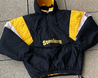 Vintage Pittsburgh STEELERS Pullover Jacket by STARTER / Big Logo On The Back /  NFL 90s Sports