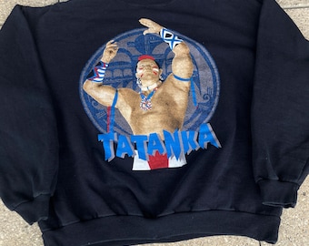 Rare Vintage TATANKA Sweater / Early 90s TATANKA Crewneck Pullover / 90s WWF Wrestling