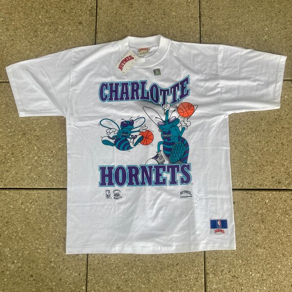 New 90s CHARLOTTE HORNETS T-shirt by Nutmeg Mills / Graphic Design