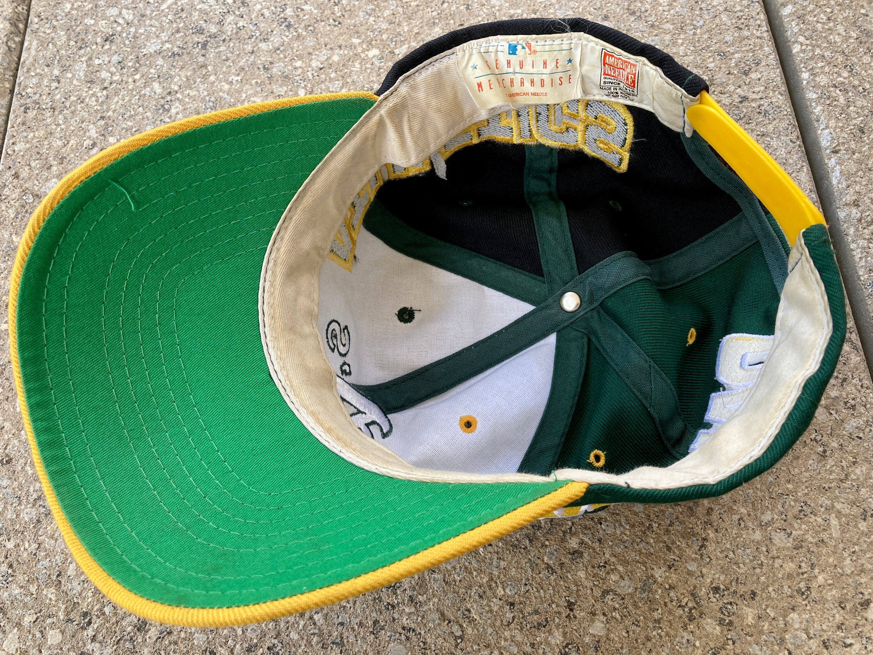 Casquette Vintage Oakland Athletics MLB - AJD USA, Logo A En Point De Chaîne, Verte