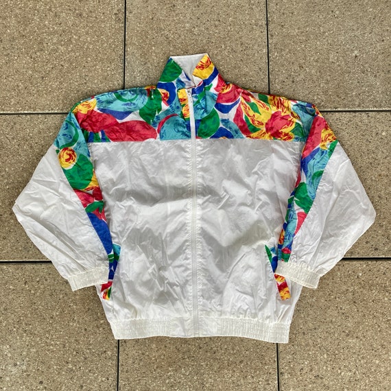 Vintage Track Jacket by GIORGIO SANT ANGELO 80s Sports Fashion Colorful  Flower Patern