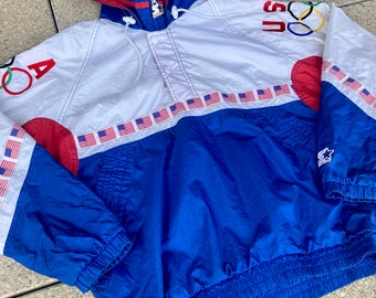 Veste coupe vent officielle vintage 1996 champion équipe olympique USA Atlanta • GRAND | eBay