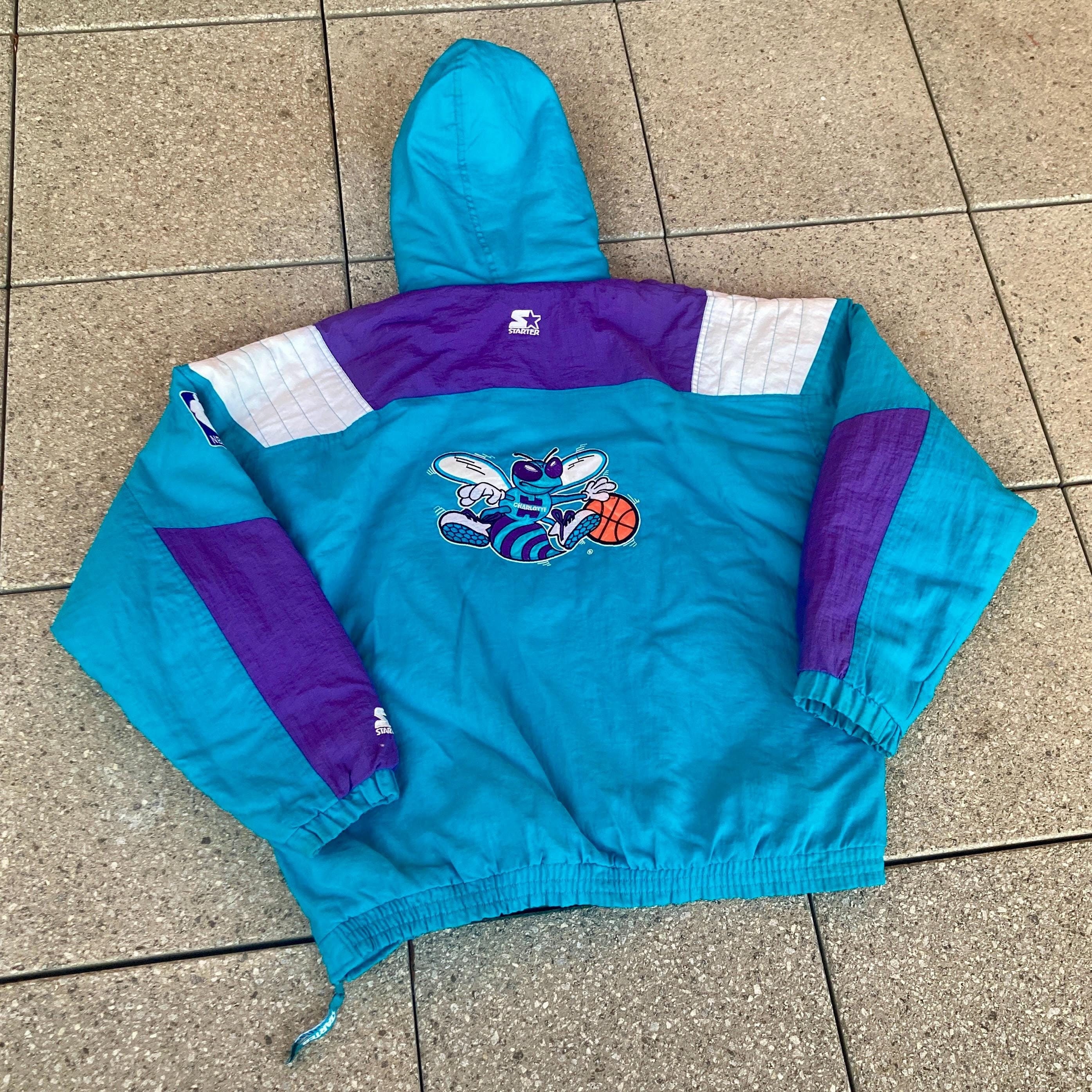 Vintage Charlotte HORNETS Pullover Jacket by STARTER Big Logo on 
