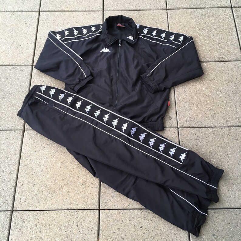 RARE Vintage KAPPA Track Suit Hip Hop Sports 90s Black Big | Etsy
