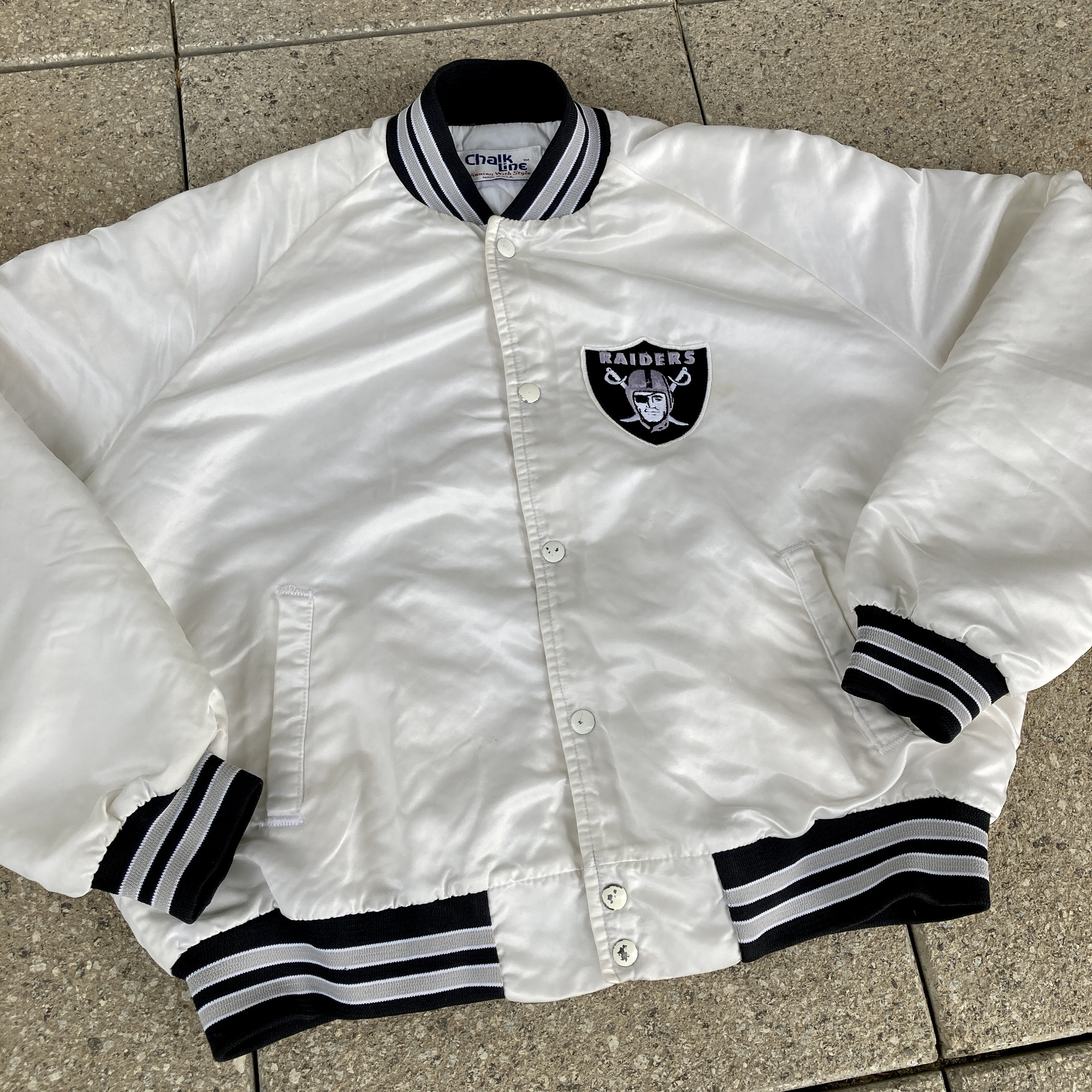 90s Chalk Line™️ LOS ANGELES RAIDERS™️ Vintage 90s NFL LA Oakland Vegas Raiders Satin Chalk Line