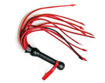 Cat O Nine with Eleven Red Tails / Leather Cat Flogger