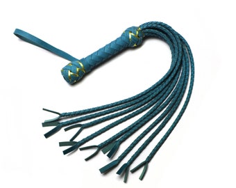 Aquamarine Leather Cat Flogger / Premium cat of nine tails / BDSM Cat Flogger / Cat o Nine Tails