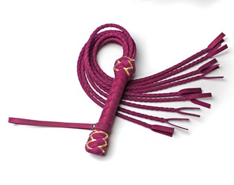 Fuchsia Leather Cat Flogger / Premium cat of nine tails / BDSM Cat Flogger / Cat o Nine Tails