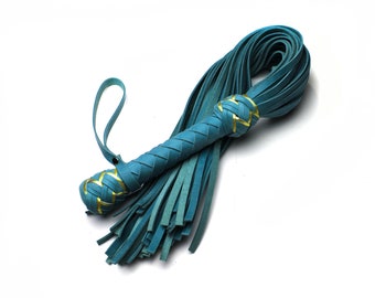 Premium Aquamarine Leather Flogger for BDSM