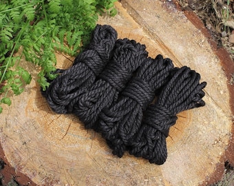 Black Jute Shibari Rope Set: 6mm x 26 ft, Kinbaku BDSM