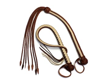 BDSM Set for Impact Play from Ukraine: Cat o Nine Flogger with flexible part, Single tail whip