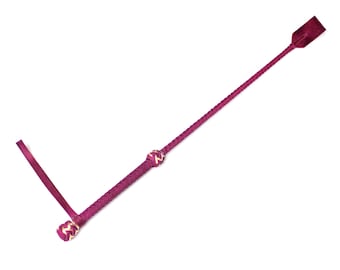 Premium Leather Riding Crop for Spanking / Fuchsia BDSM Crop